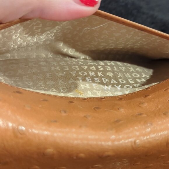 Kate Spade Combo Large Catalina purse and wallet in Cognac Ostrich leather - Picture 5 of 12